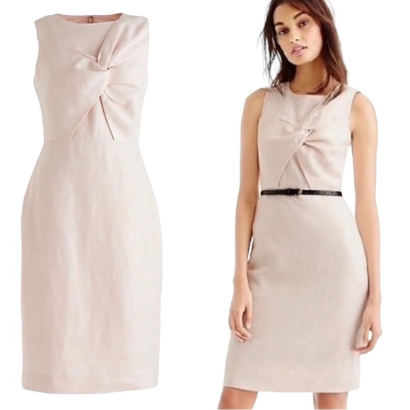 J. Crew Dresses & Skirts - J CREW 100% LINEN Drape Knot Dusty Pink Dress 8 Sleeveless Above Knee Sh…
